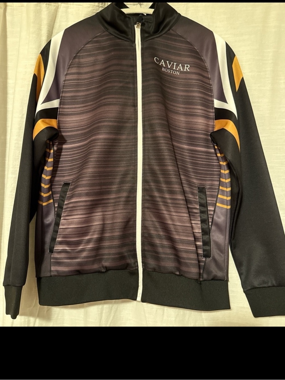 Men's Designer Boston Caviar Black, Yellow, White Track Suit- 2 Piece Set Small - Picture 3 of 5